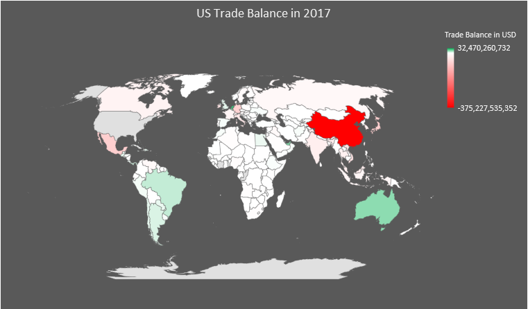 US Trade Balance Map 2017