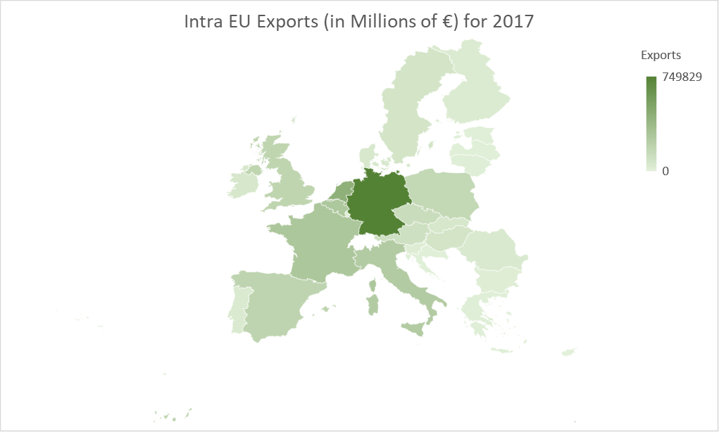 Intra EU Exports 2017 Map